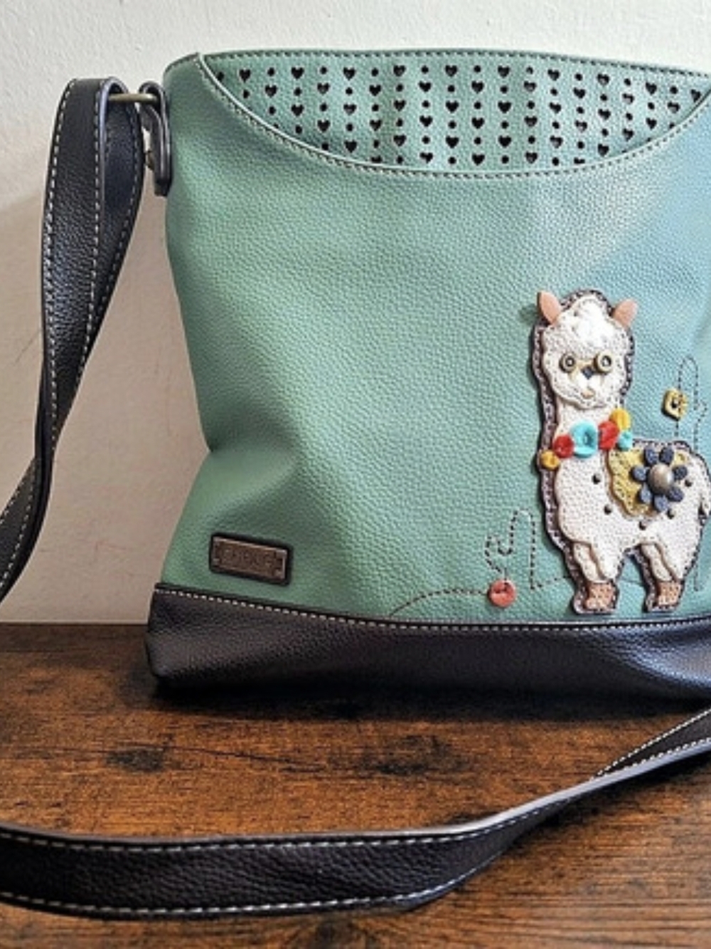 Chala Llama Crossbody Bag in Green & Brown